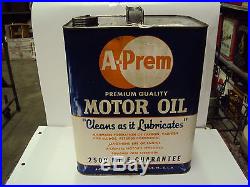 Vintage Advertising A-prem 2 Gallon Service Station Oil Can 627-y