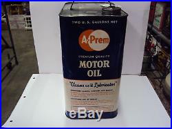 Vintage Advertising A-prem 2 Gallon Service Station Oil Can 627-y