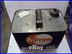 Vintage Advertising A-prem 2 Gallon Service Station Oil Can 627-y