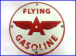 Vintage Advertising Auth Flying A Gasoline Pump Sign Oil Porcelain Rare M-359