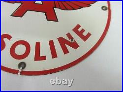 Vintage Advertising Auth Flying A Gasoline Pump Sign Oil Porcelain Rare M-359