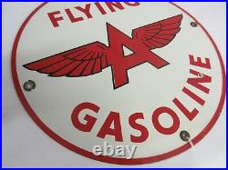 Vintage Advertising Auth Flying A Gasoline Pump Sign Oil Porcelain Rare M-359