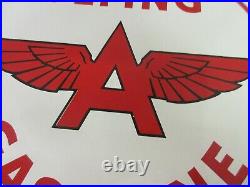 Vintage Advertising Auth Flying A Gasoline Pump Sign Oil Porcelain Rare M-359
