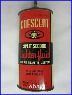 Vintage Advertising Crescent Lighter Fluid Handy Oiler Oil Auto Tin Can A-419