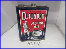 Vintage Advertising Defender Motor Oil 2 Gallon Can Tin Garage Shop C-51