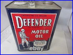Vintage Advertising Defender Motor Oil 2 Gallon Tin Great Cond C-622