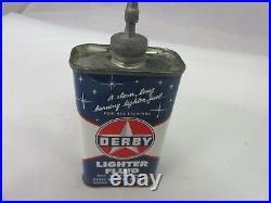 Vintage Advertising Derby Lighter Fluid Handy Oiler Oil Tin Can A-585