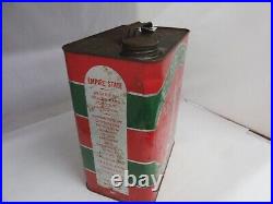 Vintage Advertising Empire State Motor Oil 2 Gallon Can Tin Garage Shop B-981