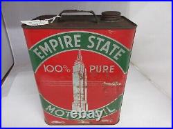 Vintage Advertising Empire State Motor Oil 2 Gallon Can Tin Garage Shop B-981