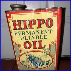 Vintage Advertising Hippo 1 Gal Oil Tin Can 104-d Vintage Advertising Hippo 1 Gal Oil Tin Can 104-d