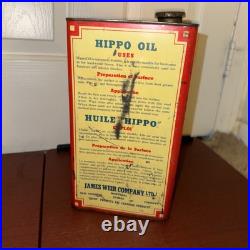 Vintage Advertising Hippo 1 Gal Oil Tin Can 104-d Vintage Advertising Hippo 1 Gal Oil Tin Can 104-d