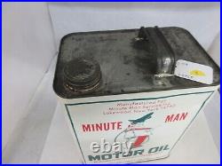 Vintage Advertising Minute Man Motor Oil 2 Gallon Tin D-119
