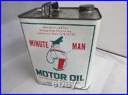 Vintage Advertising Minute Man Motor Oil 2 Gallon Tin D-119