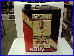 Vintage Advertising Miss Pennsylvania 2 Gallon Service Station Oil Can 966-y