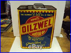 Vintage Advertising Oilzwell 2 Gallon Service Station Oil Can 33-z