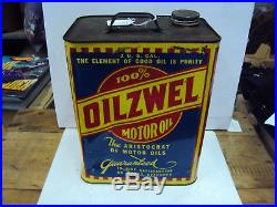 Vintage Advertising Oilzwell 2 Gallon Service Station Oil Can 33-z