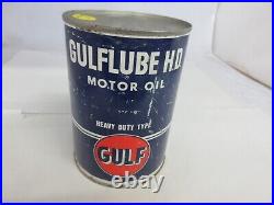 Vintage Advertising One Quart Tin Gulflube Motor Oil Can Full 417-m