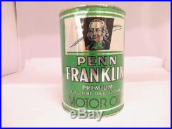 Vintage Advertising Penn Franklin Premium Motor Oil One Quart Can, 38-y