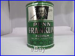 Vintage Advertising Penn Franklin Premium Motor Oil One Quart Can, 38-y