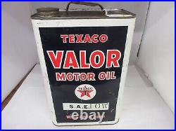 Vintage Advertising Texaco Valor Motor Oil 2 1/2 Gallon Tin Garage Shop C-277