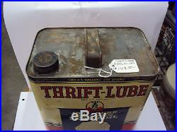 Vintage Advertising Thrift Lube 2 Gallon Service Station Oil Can 965-y