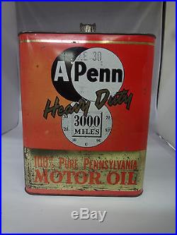 Vintage Advertising Two Gallon A-penn Service Station Oil Can 203-x