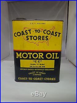 Vintage Advertising Two Gallon Coast To Coast Service Motor Oil Can 261-x
