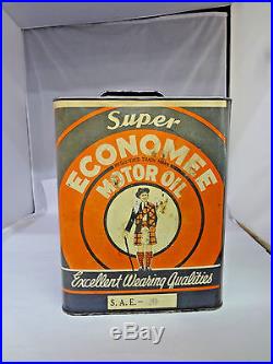 Vintage Advertising Two Gallon Economee Service Station Oil Can Rare 437-x