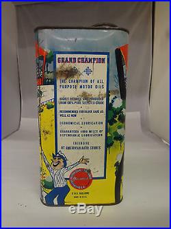 Vintage Advertising Two Gallon Grand Champion Service Station Oil Can 563-x