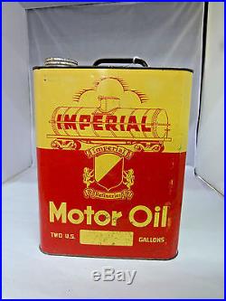 Vintage Advertising Two Gallon Imperial Service Station Motor Oil Can Rare 132-x