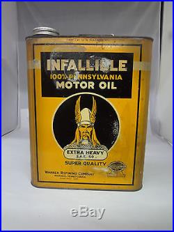 Vintage Advertising Two Gallon Infallible Service Station Oil Can 728-x