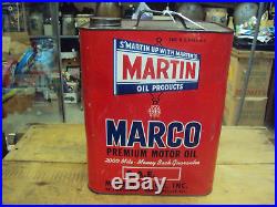 Vintage Advertising Two Gallon Marco Service Station Oil Can Rare 228-z