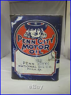 Vintage Advertising Two Gallon Penn City Service Station Oil Can 427-y