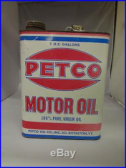 Vintage Advertising Two Gallon Petco Service Station Oil Can 780-x