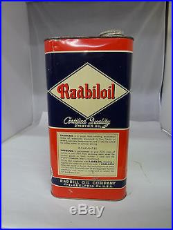 Vintage Advertising Two Gallon Radbiloil Service Station Motor Oil Can 50-x