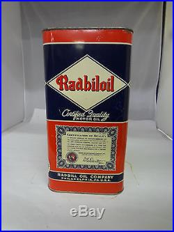 Vintage Advertising Two Gallon Radbiloil Service Station Motor Oil Can 50-x