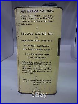 Vintage Advertising Two Gallon Redoco Service Station Oil Can Rare 859-x