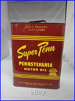 Vintage Advertising Two Gallon Super Penn Service Station Oil Can 174-x