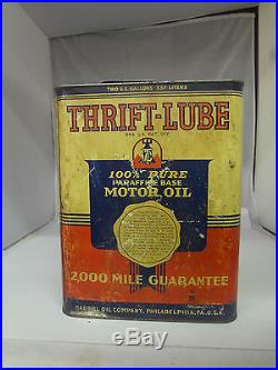 Vintage Advertising Two Gallon Thrift-lube Service Station Oil Can 180-x