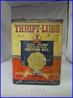 Vintage Advertising Two Gallon Thrift-lube Service Station Oil Can 180-x
