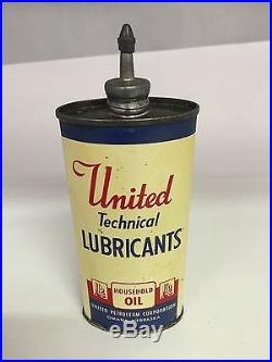 Vintage Advertising United Technical Household Oil Lead Top Tin 247y