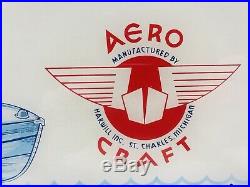 Vintage Aero Craft Aluminum Boat Lighted Glass Sign / Gas Oil / Outboard