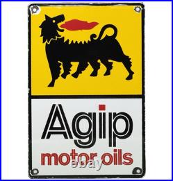 Vintage Agip Motor Oil Porcelain Dealership Sign Lamborghini Gas Enzo Lotus