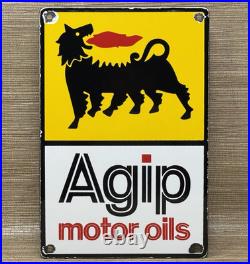 Vintage Agip Motor Oil Porcelain Dealership Sign Lamborghini Gas Enzo Lotus