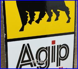 Vintage Agip Motor Oil Porcelain Dealership Sign Lamborghini Gas Enzo Lotus