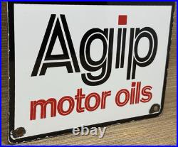 Vintage Agip Motor Oil Porcelain Dealership Sign Lamborghini Gas Enzo Lotus