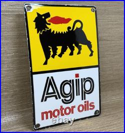 Vintage Agip Motor Oil Porcelain Dealership Sign Lamborghini Gas Enzo Lotus