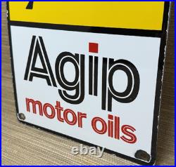 Vintage Agip Motor Oil Porcelain Dealership Sign Lamborghini Gas Enzo Lotus