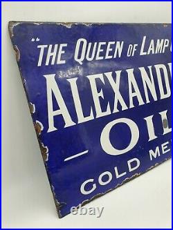 Vintage Alexandra Lamp Oil Double Sided Enamel Advertising Sign Automobilia