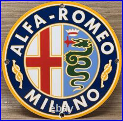 Vintage Alfa Romeo Porcelain Dealership Sign Gas Oil Fiat Giulia Stelvio Car Vintage Alfa Romeo Porcelain Dealership Sign Gas Oil Fiat Giulia Stelvio Car